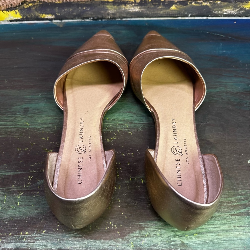 Chinese Laundry‎  rose  gold pointed toe slip on ballet flats shoes size 9 - Picture 5 of 10